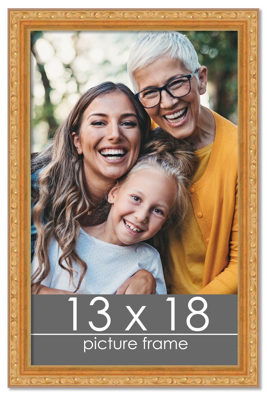 13x18 Museum-Quality Picture Frame with UV-Resistant Acrylic & Acid-Free Backing, Available in 4 Finishes - Gold, Silver, Bronze, and Black